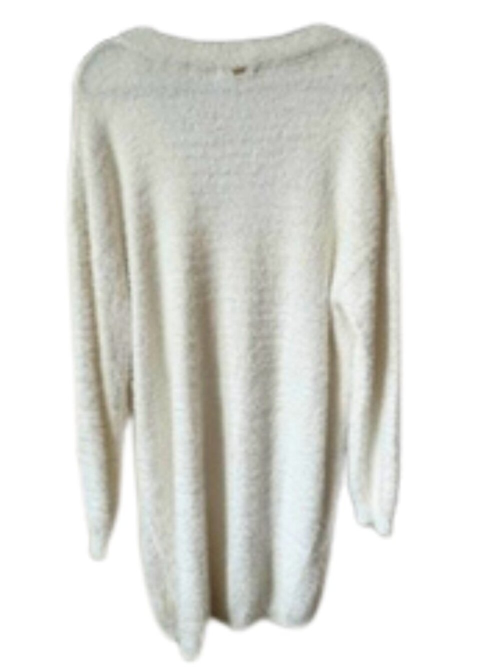 GUESS Los Angeles Women’s Fuzzy Knit Warm Soft Sweater Dress Tunic Ivory XL - Picture 4 of 6